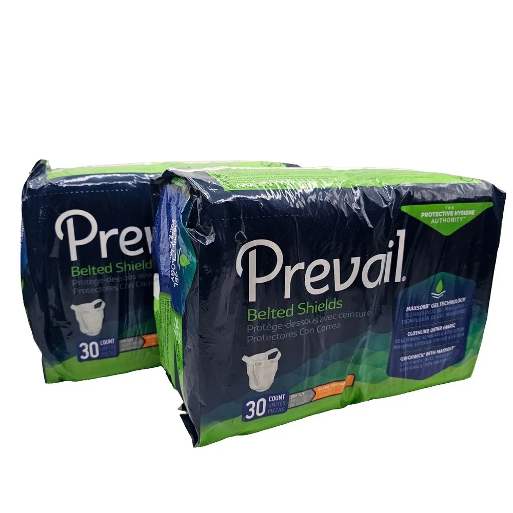 Lot of 2 Prevail Belted Shields 30 Count Extra‎ Incontinence Belted Undergarment